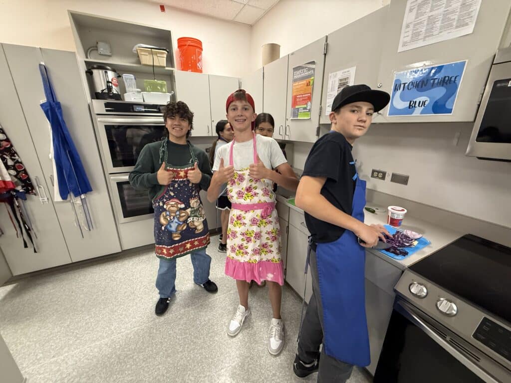 Cherry Creek High School Cooking Club prepares the ingredients